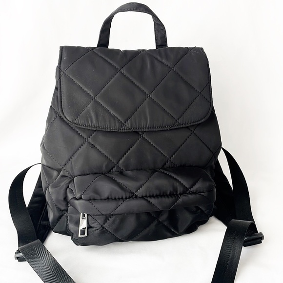 Forever 21 Bags Forever 2 Black Quilted Backpack With Silver Hardware Poshmark